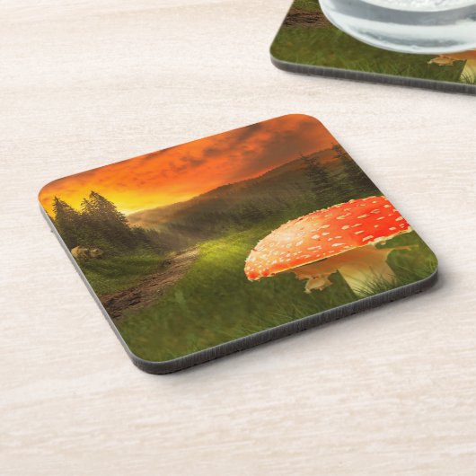 秋の日没。 コースター (左側)