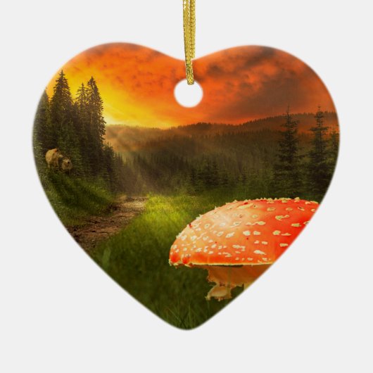 秋の日没。 セラミックオーナメント (正面)