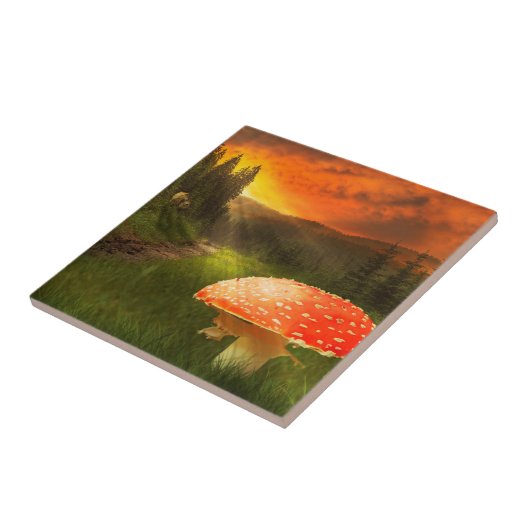 秋の日没。 タイル (側面)