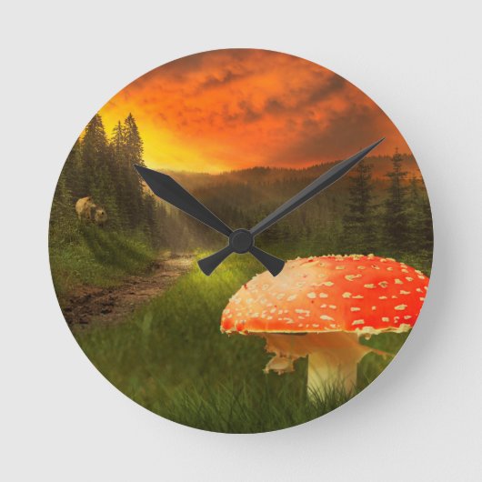 秋の日没。 ラウンド壁時計 (正面)