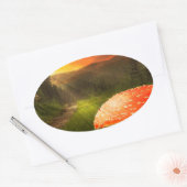 秋の日没。 楕円形シール (封筒)