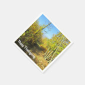 秋の日照り森 – 感謝祭パーソナライズされた祭 スタンダードカクテルナプキン (角)