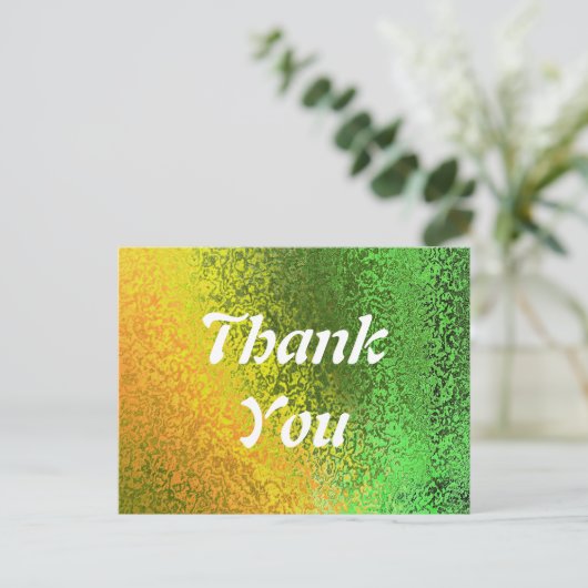 秋の日陰グリーンイエローサンキュー ポストカード (スタンド正面)