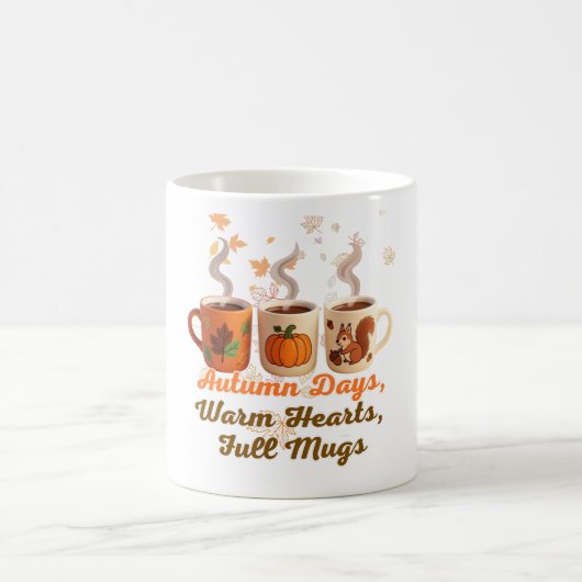 秋の日、暖かいハート、フルマグカップ コーヒーマグカップ (中央)