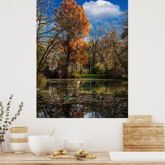 秋の時間は、色でいっぱいの隠された池で ポスター (キッチン)