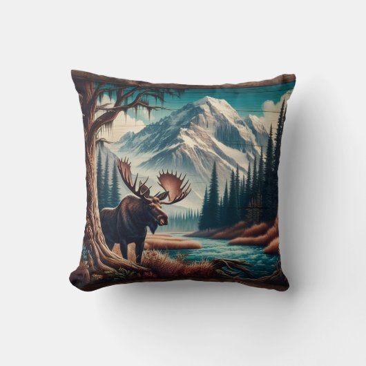 秋の景色を楽しめるムースバイマウンテンストリーム クッション (正面)