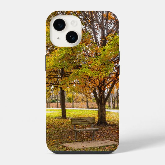 秋の景色ベンチ iPhoneケース (裏面)