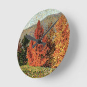 秋の景色、c.1903 (キャンバスの油) ラウンド壁時計 (傾斜)