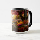 秋の景観公園の滝 マグカップ (正面右)