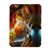 秋の景観公園の滝 マグネット (縦)