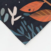 秋の暖かいオレンジ色の花離れ類果実ブラック フリースブランケット (角)