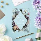 秋の暗いムーディーズフローラフレームパープル結婚ズ アクリル招待状 (インサイチュ (ウェディング))