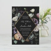 秋の暗いムーディーズフローラフレームパープル結婚ズ 招待状 (スタンド正面)