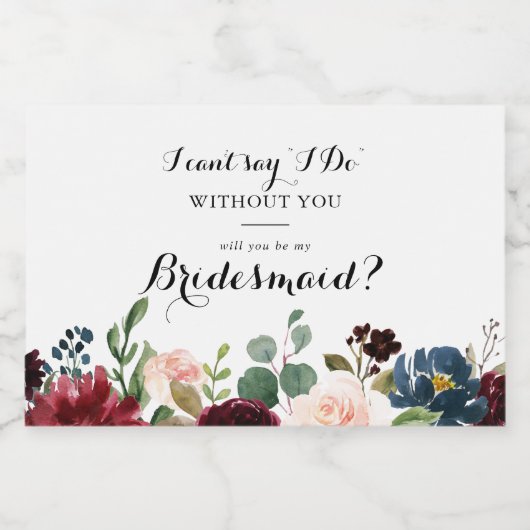 秋の書道素朴の花嫁の提案 スパークリングワインラベル (シングルラベル)