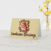 秋の月妖精魔女ハロウィンフェアリー カード (黄色い花)
