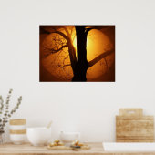 秋の月輝く通りツリープリント ポスター (キッチン)