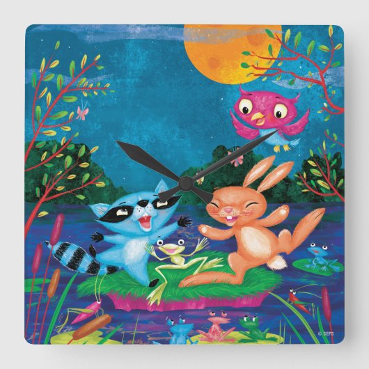 秋の月 スクエア壁時計 (正面)