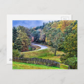 秋の朝のブルーリッジパークウェイマウンテン ポストカード (正面/裏面)
