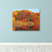 秋の朝のマーサラー公園と池 キャンバスプリント (インサイチュ (ウッドフロア))