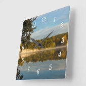 秋の朝の壁時計のグロー スクエア壁時計 (傾斜)