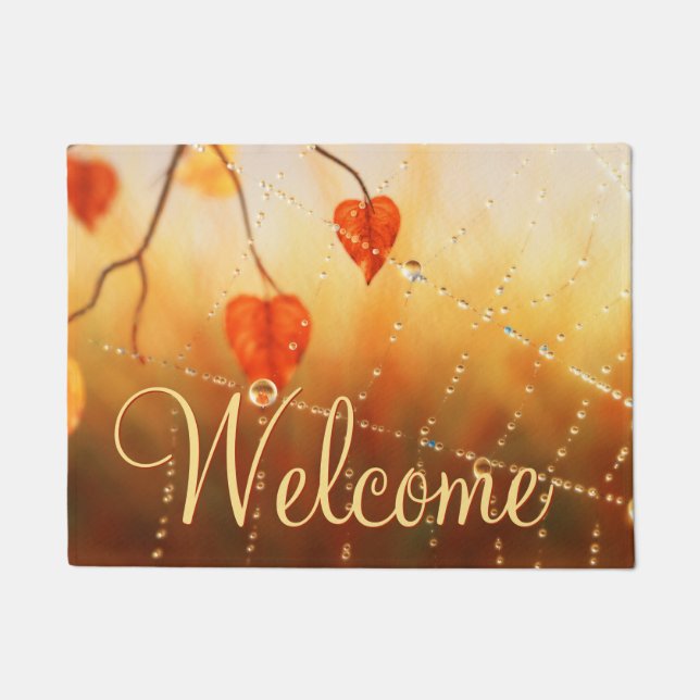 秋の朝顔の宝石 ドアマット (正面)