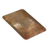 秋の木々が並ぶ木道の写真 マグネット (右側)