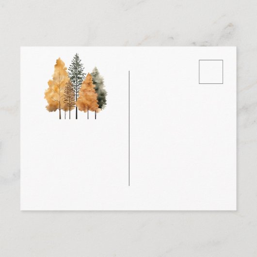 秋の木々が新しい住所ポストカードを移動 案内ポストカード (裏面)