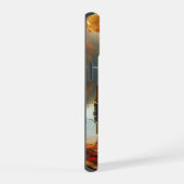 秋の木々とアヒルのいる湖 iPhone 15ケース (右側面)