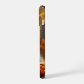 秋の木々とアヒルのいる湖 iPhone 15ケース (左側面)