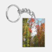 秋の木々とブルースカイ秋の自然写真 キーホルダー (正面左)