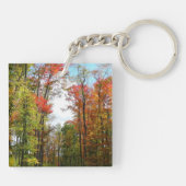 秋の木々とブルースカイ秋の自然写真 キーホルダー (裏面)