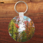 秋の木々とブルースカイ秋の自然写真 キーホルダー (裏面)