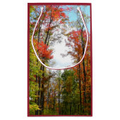 秋の木々とブルースカイ秋の自然写真 スモールペーパーバッグ (裏面)