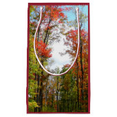 秋の木々とブルースカイ秋の自然写真 スモールペーパーバッグ (正面)