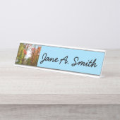 秋の木々とブルースカイ秋の自然写真 デスクネームプレート (正面)