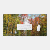 秋の木々とブルースカイ秋の自然写真 デスクマット (キーボード&マウス)