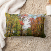 秋の木々とブルースカイ秋の自然写真 ランバークッション (ブランケット)