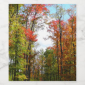 秋の木々とブルースカイ秋の自然写真 ワインラベル (シングルラベル)