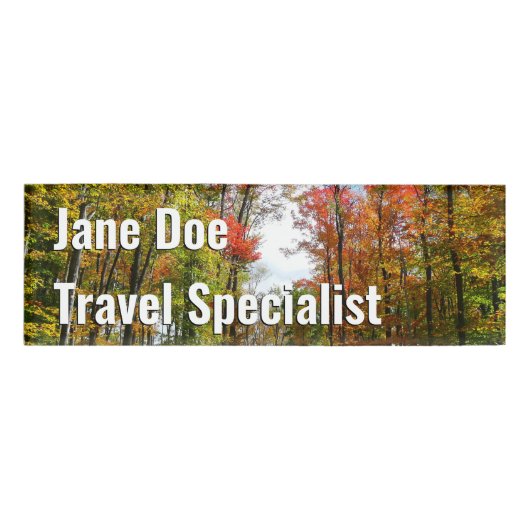 秋の木々とブルースカイ秋の自然写真 名札 (正面)