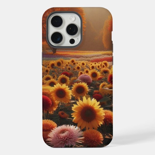 秋の木々と畑のキク iPhoneケース (裏面)
