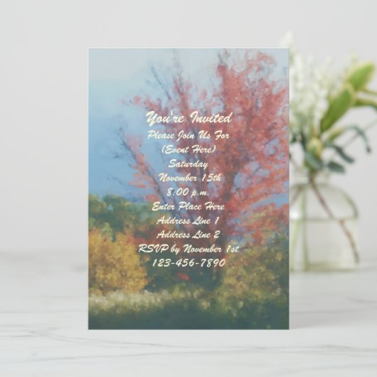 秋の木々と自然のパーティー 招待状 (スタンド正面)