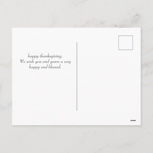 秋の木々に感謝祭 |家族の写真 シーズンポストカード (裏面)