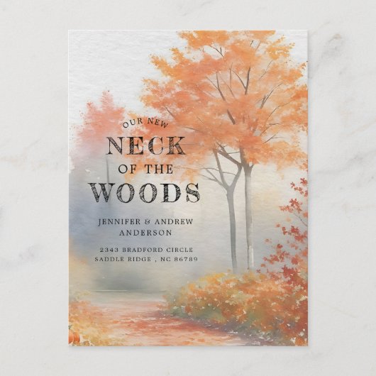 秋の木々の動きのお知らせ ポストカード (正面)