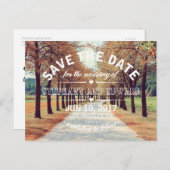 秋の木々の通り日付はがき文言を保存 案内ポストカード (正面/裏面)