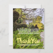 秋の木々グリーンイエロー自然サンキューカード 招待状 (正面)