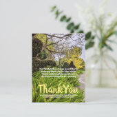 秋の木々グリーンイエロー自然サンキューカード 招待状 (スタンド正面)