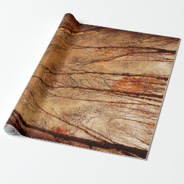 秋の木々ヴィンテージ茶色オレンジウッドランドフォレスト ラッピングペーパー