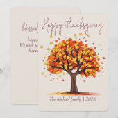 秋の木々幸せな感謝 |家族と友人 シーズンカード (正面/裏面)