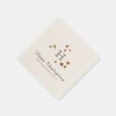 秋の木々感謝祭モノグラム スタンダードカクテルナプキン (角)