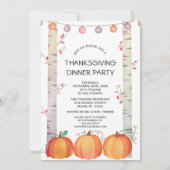 秋の木々、かぼちゃ、七面鳥、感謝祭パーティー 招待状 (裏面)
